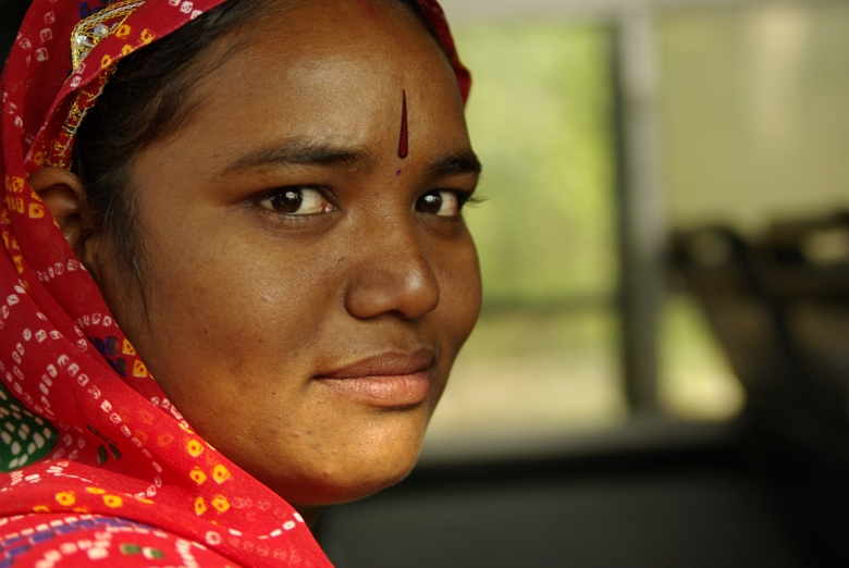 Indian girl with red scarf