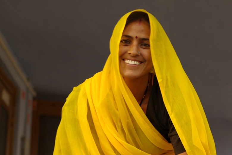 Woman in yellow scarf