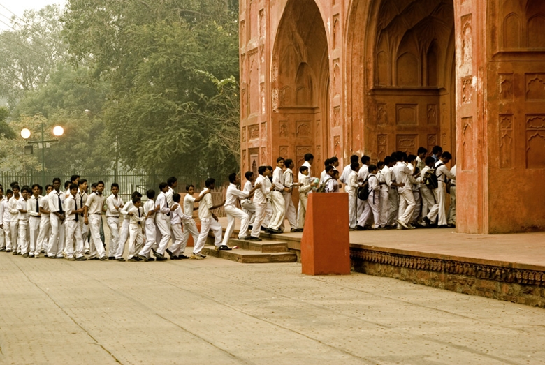 Students in line in india