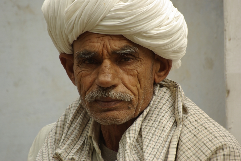 Indian man wearing white turban