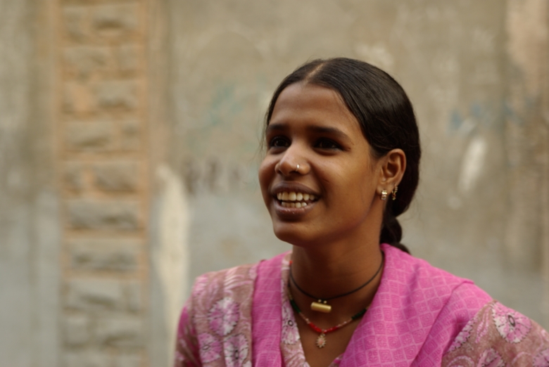 Girl in pink clothes