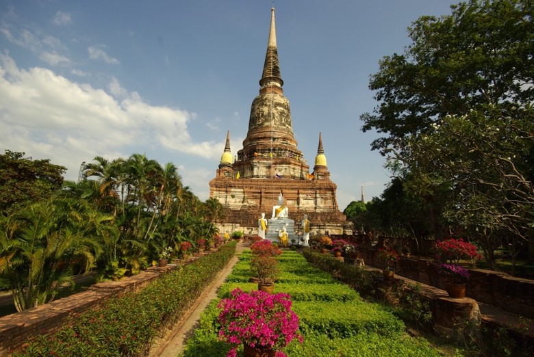 Thailand temple with beautiful garden